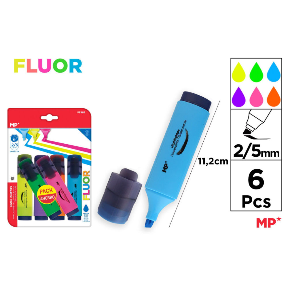 MP EVIDENZIATORE 2-5MM 6 COLORI FLUOMp