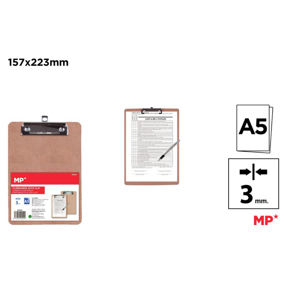 MP PORTABLOCCO IN LEGNO CON MOLLA A GANCIO A5Mp