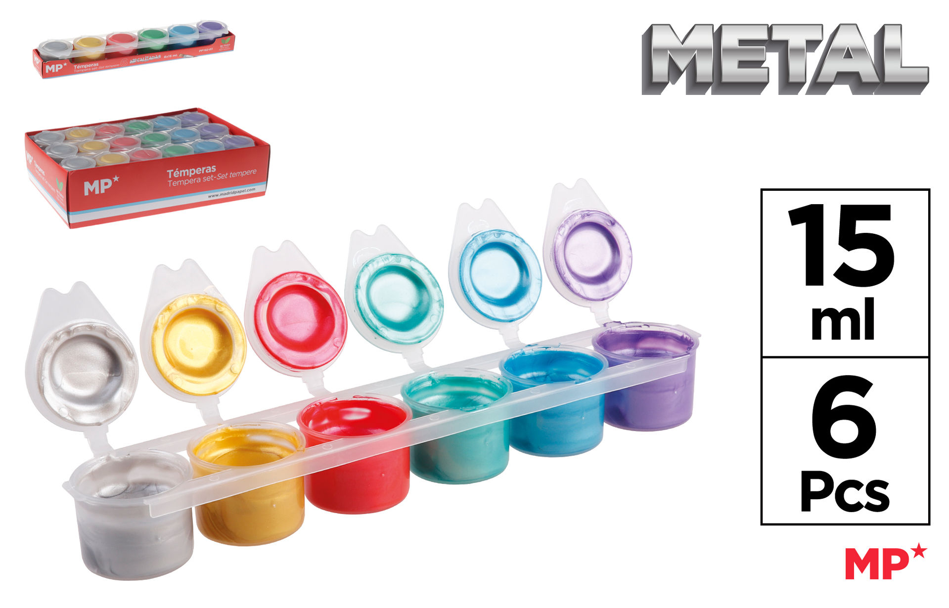 MP SET DI TEMPERE IN 6 COLORI METALLICI 15MLMp