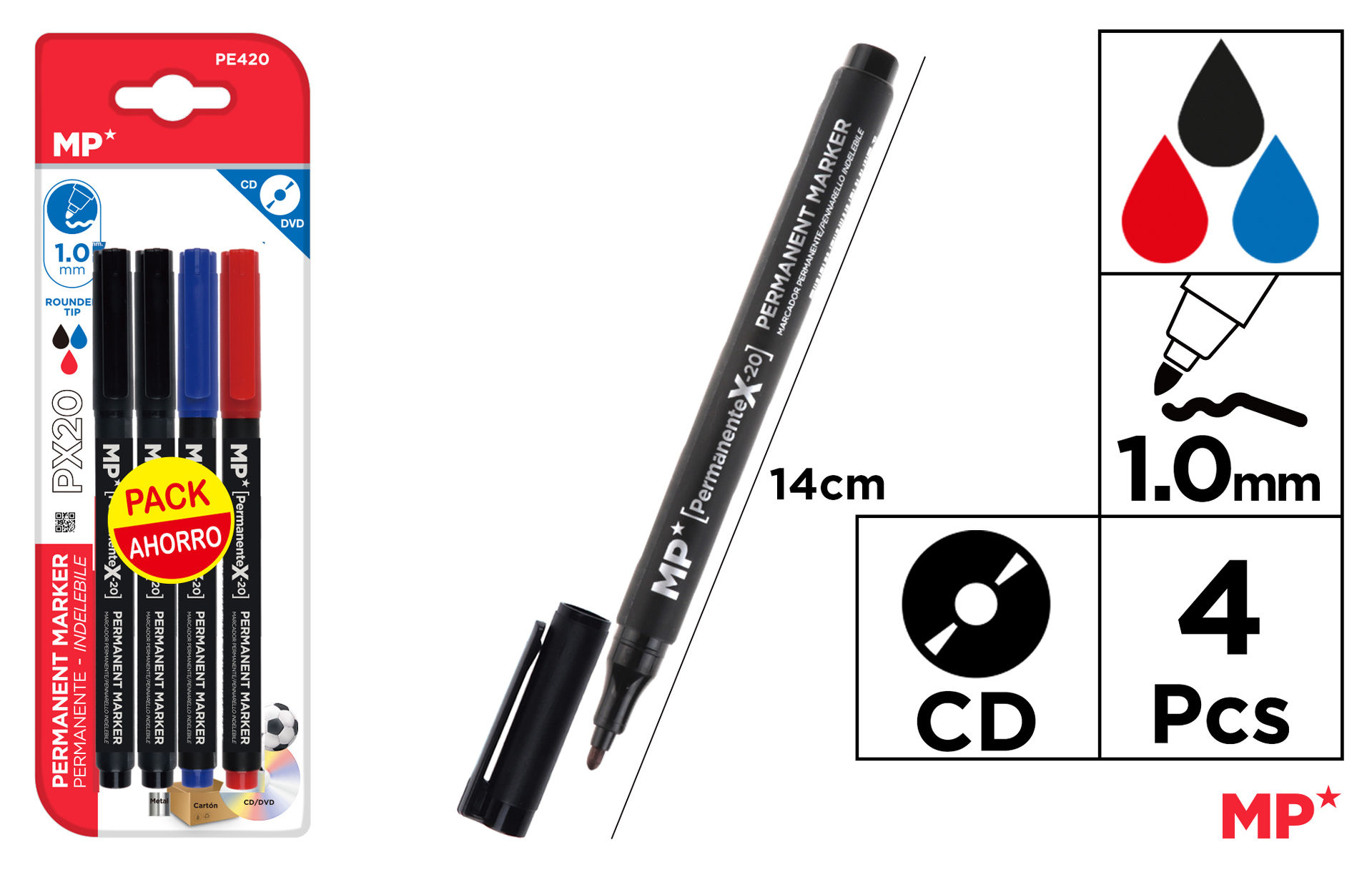 MP MARCATORE CD/DVD 1.0MM 4PZ 2*N/B/RMp