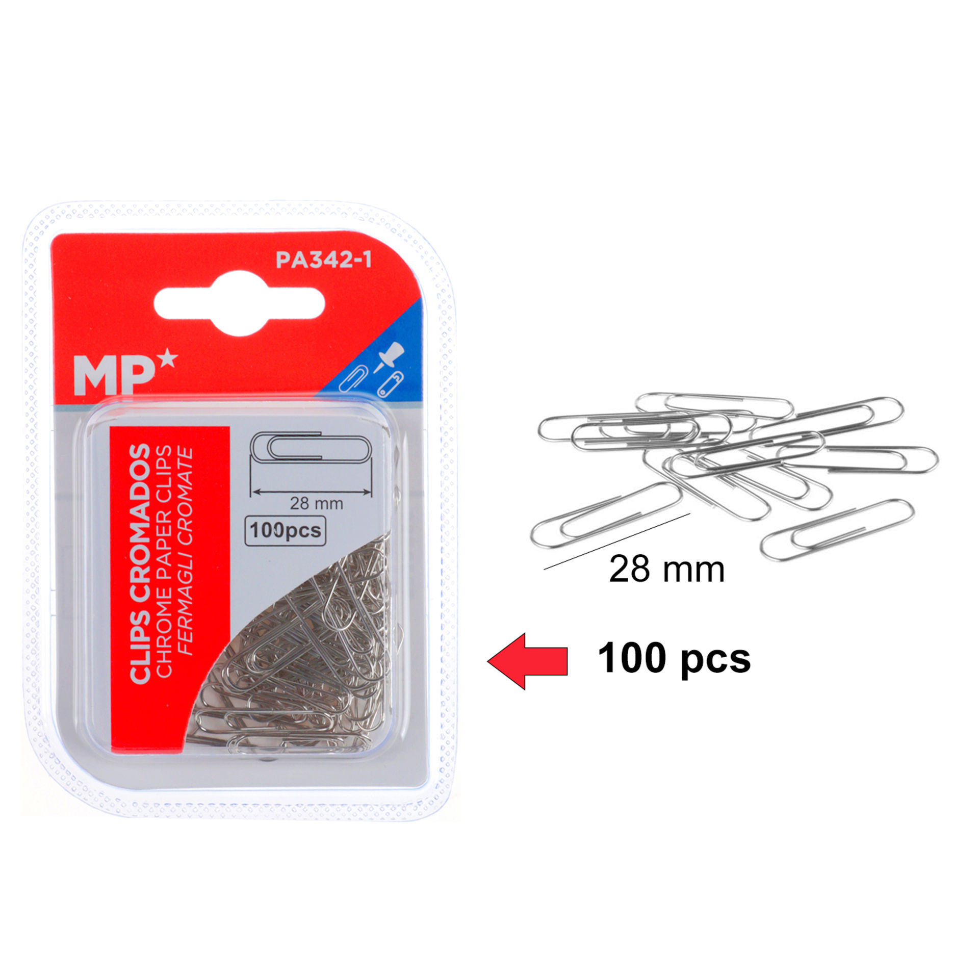 MP FERMAGLI 28MM 100PZ CROMATIMp