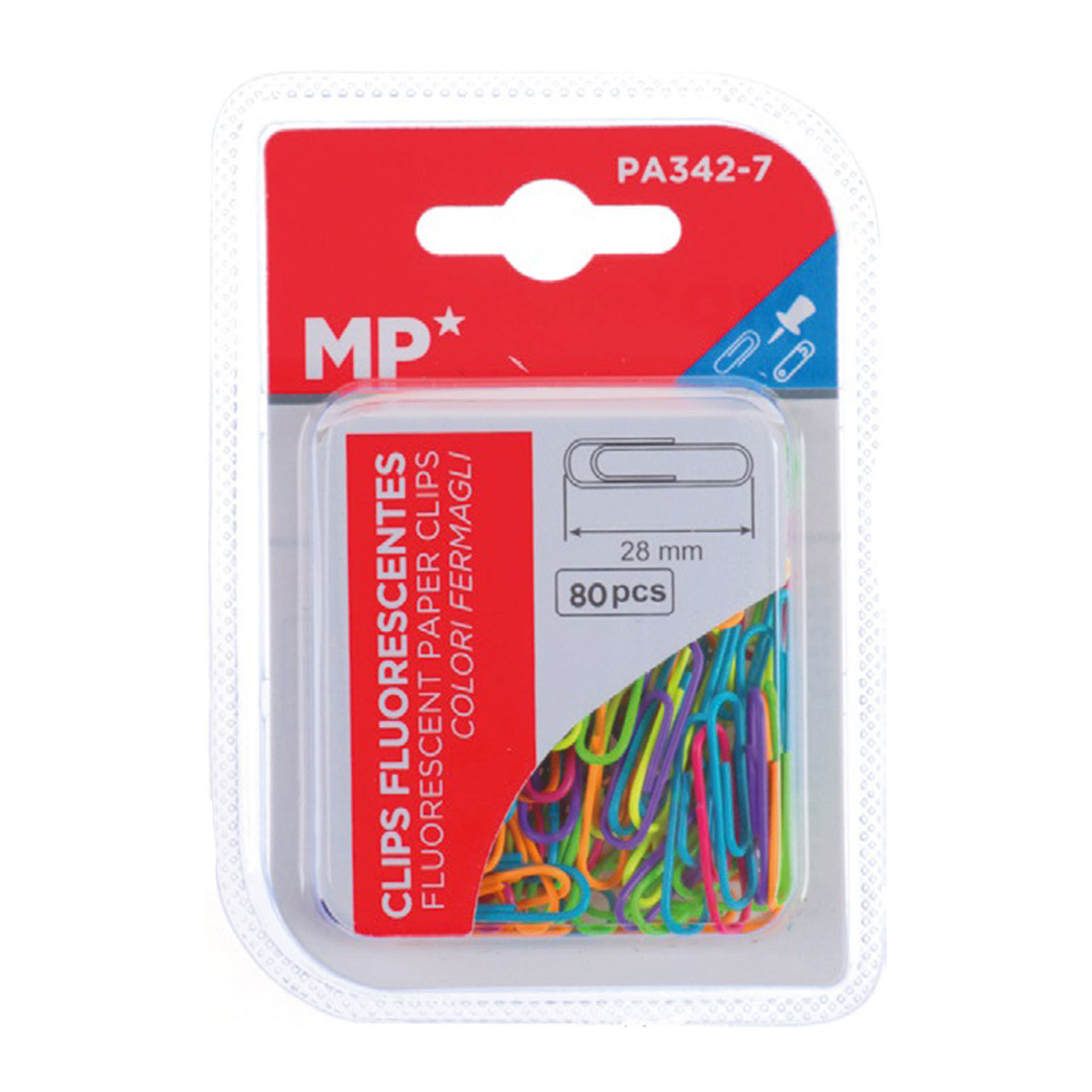 MP FERMAGLI 28MM 80PZ COL. ASS. FLUOMp