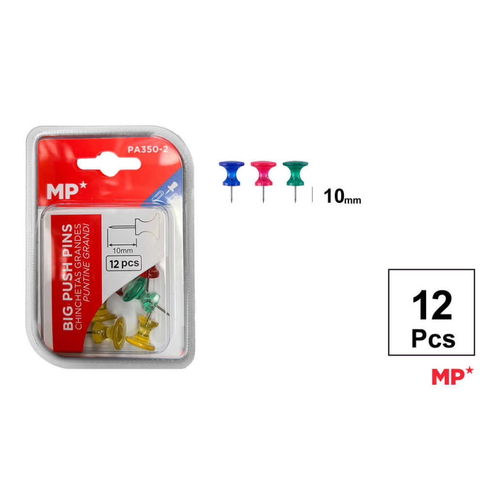 SPILLI PUNTINE GRANDE TRASPARENTI A COLORE 12PEZZIMp