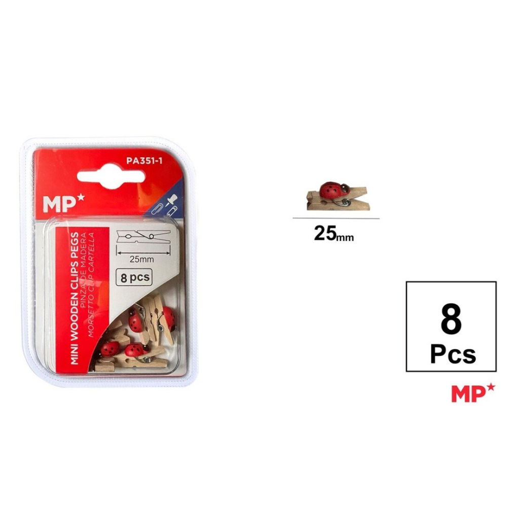 MP MOLLETTE IN LEGNO 25MM COCCINELLA - 8PZMp