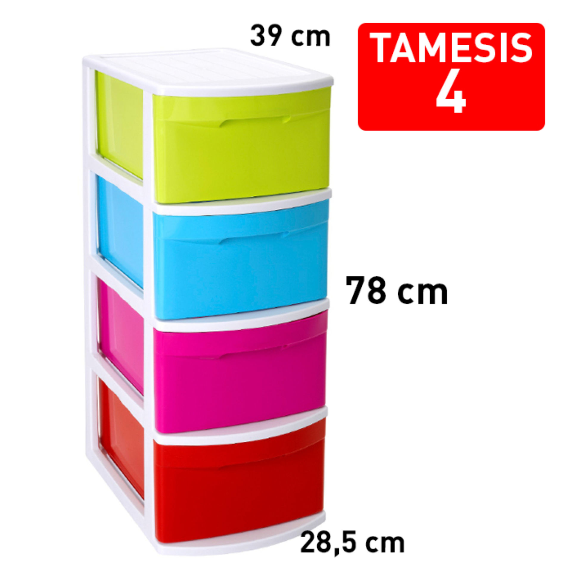CASSETTIERA 4 CASSETTI TAMESIS BIANCOLOREPlastic Forte