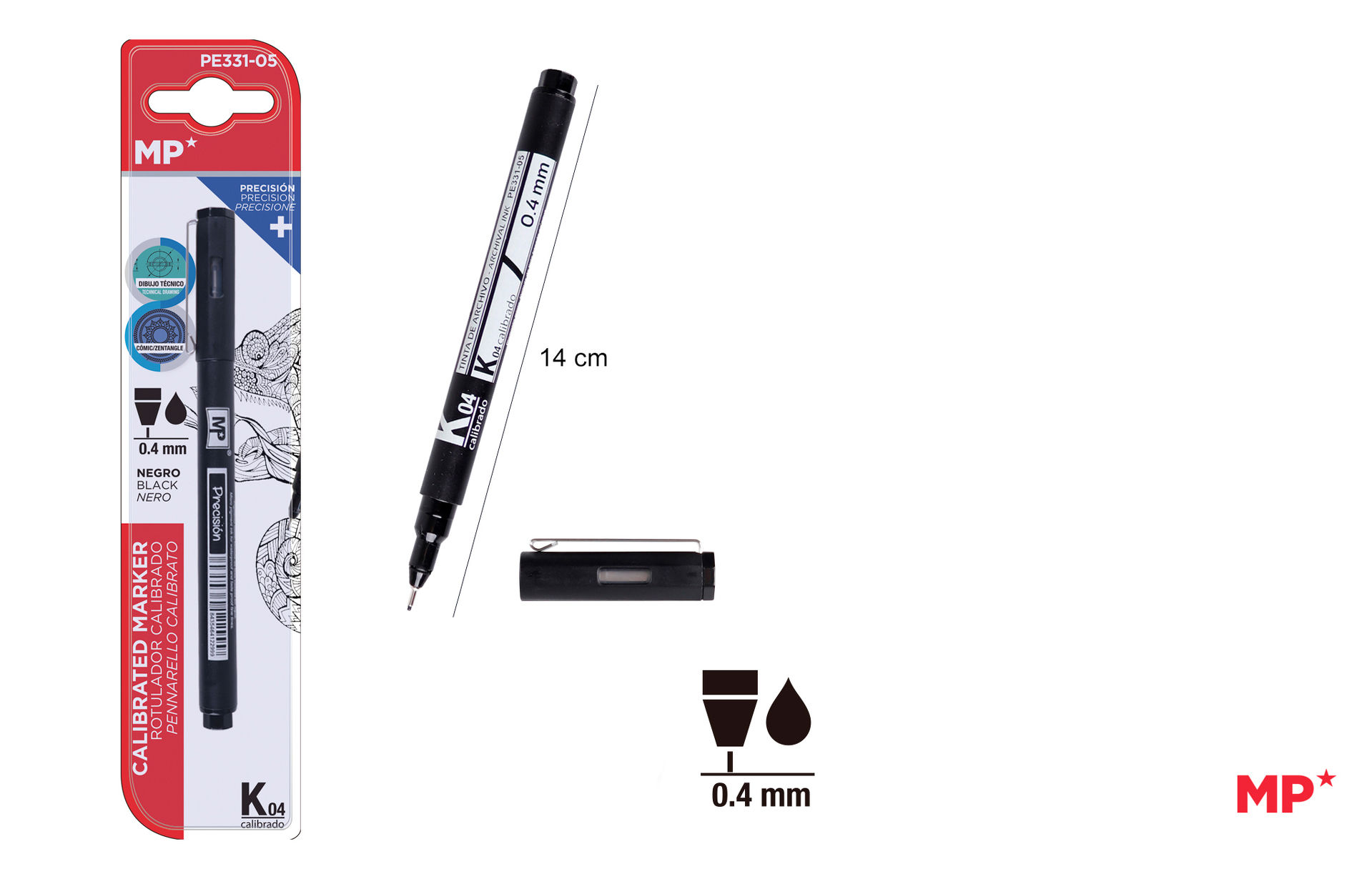 MP MARCATORE A PENNA FINELINER 0.4MM NEROMp