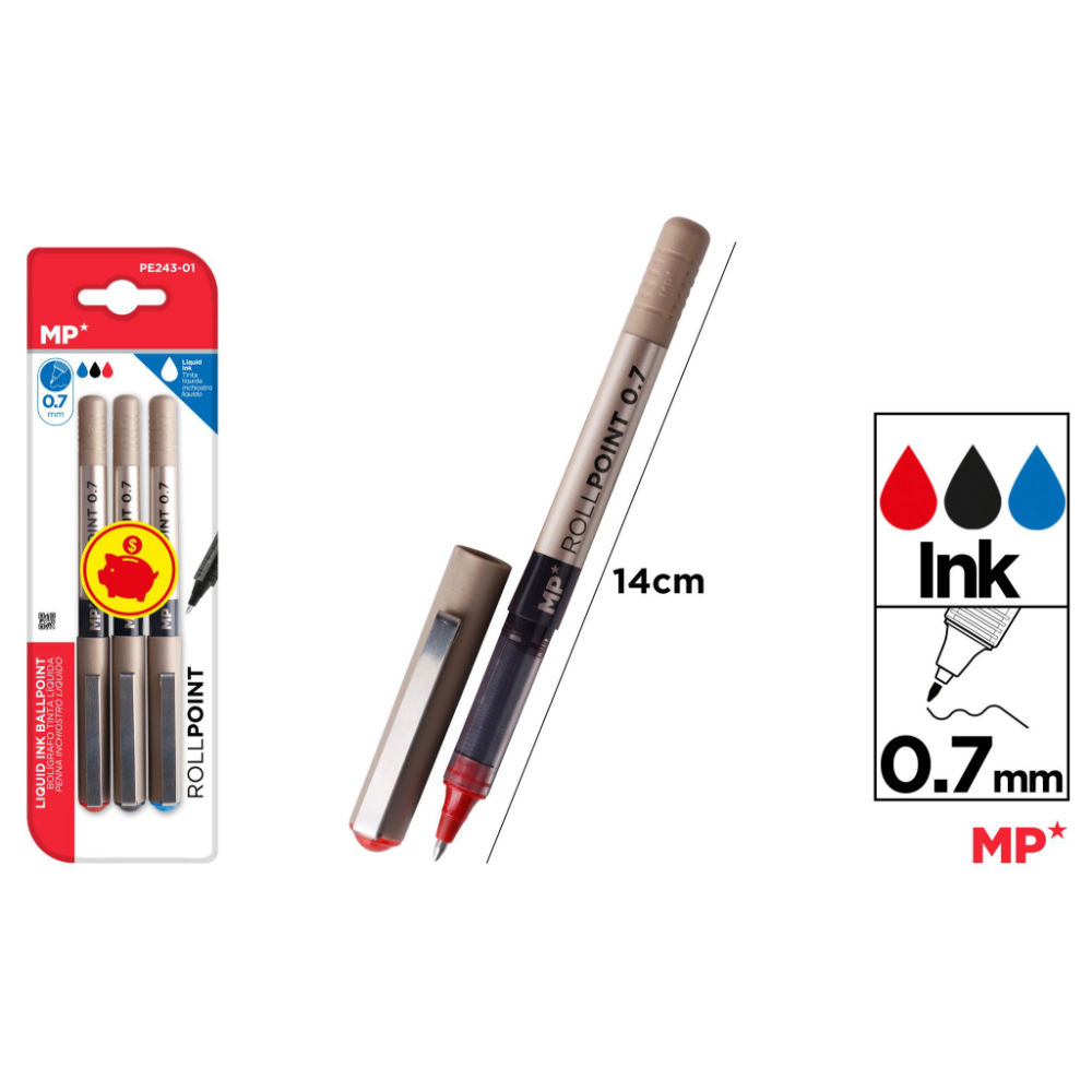 MP PENNA INCHIOSTRO LIQUIDO G7 0.7MM 3PZ N/R/BMp