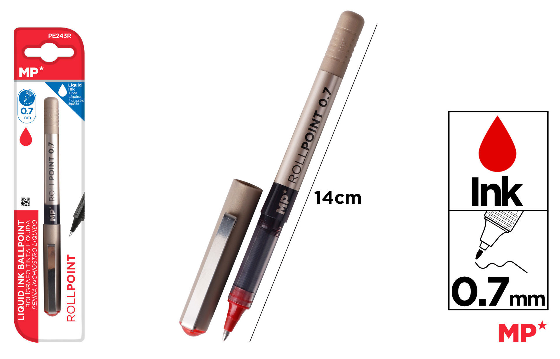 MP PENNA INCHIOSTRO LIQUIDO G7 0.7MM ROSSOMp