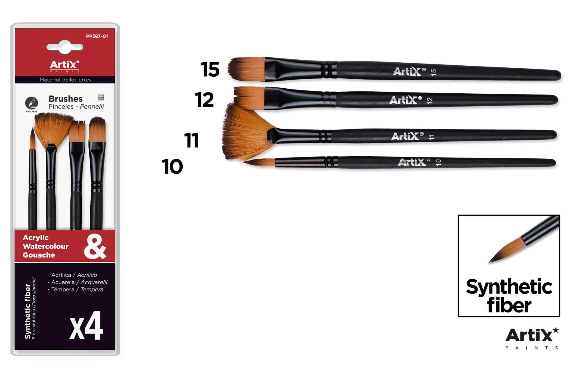 ARTIX SET PENNELLI PROF 20.5CM 4PZ ASSORTArtix