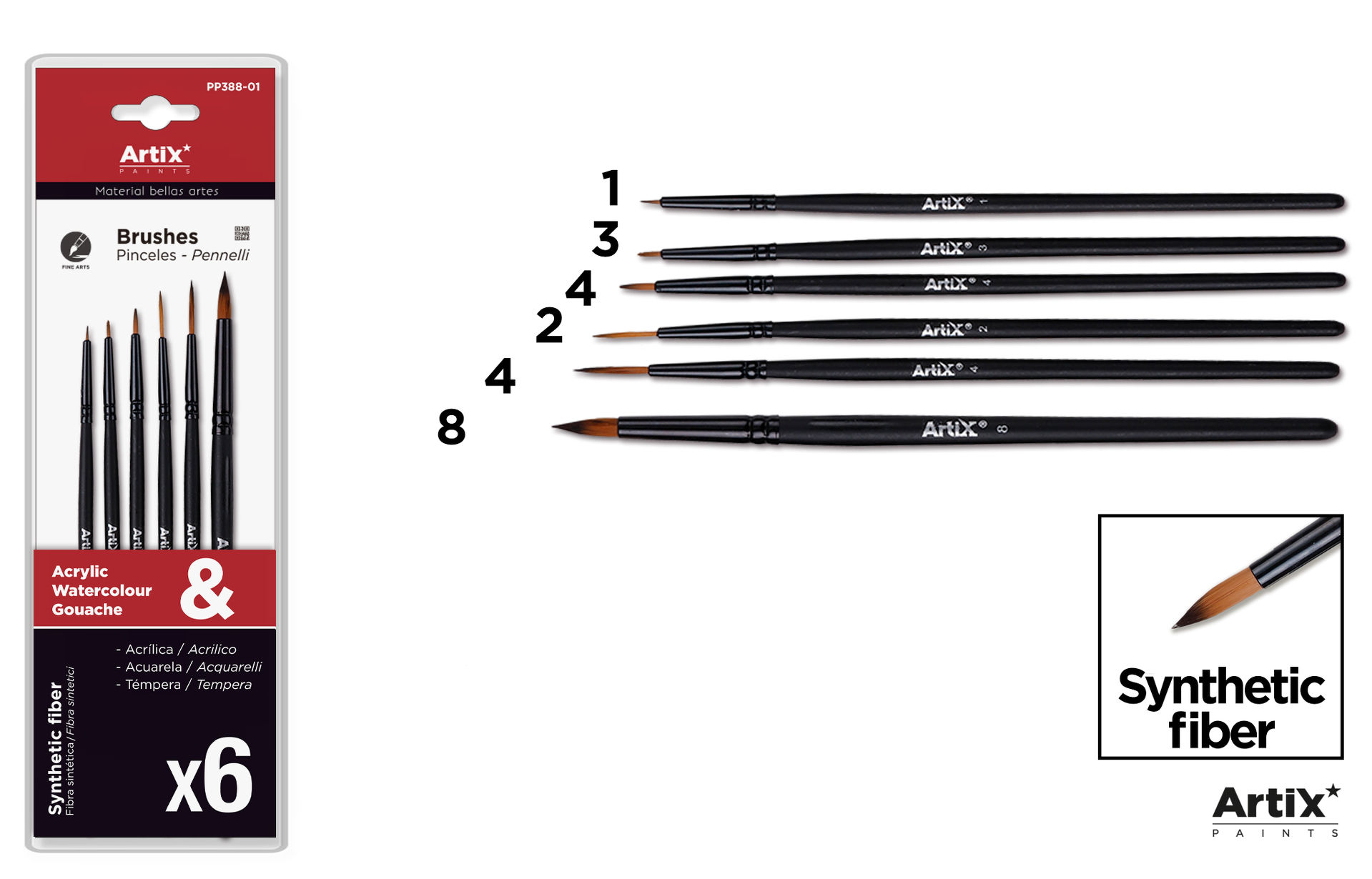 ARTIX SET PENNELLI PROF 20.5CM 6PZ ASSORTArtix