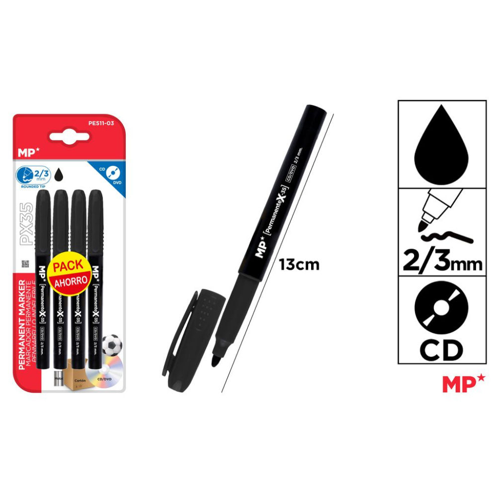 MP MARCATORE PERM PER CD/DVD 4PZ NEROMp