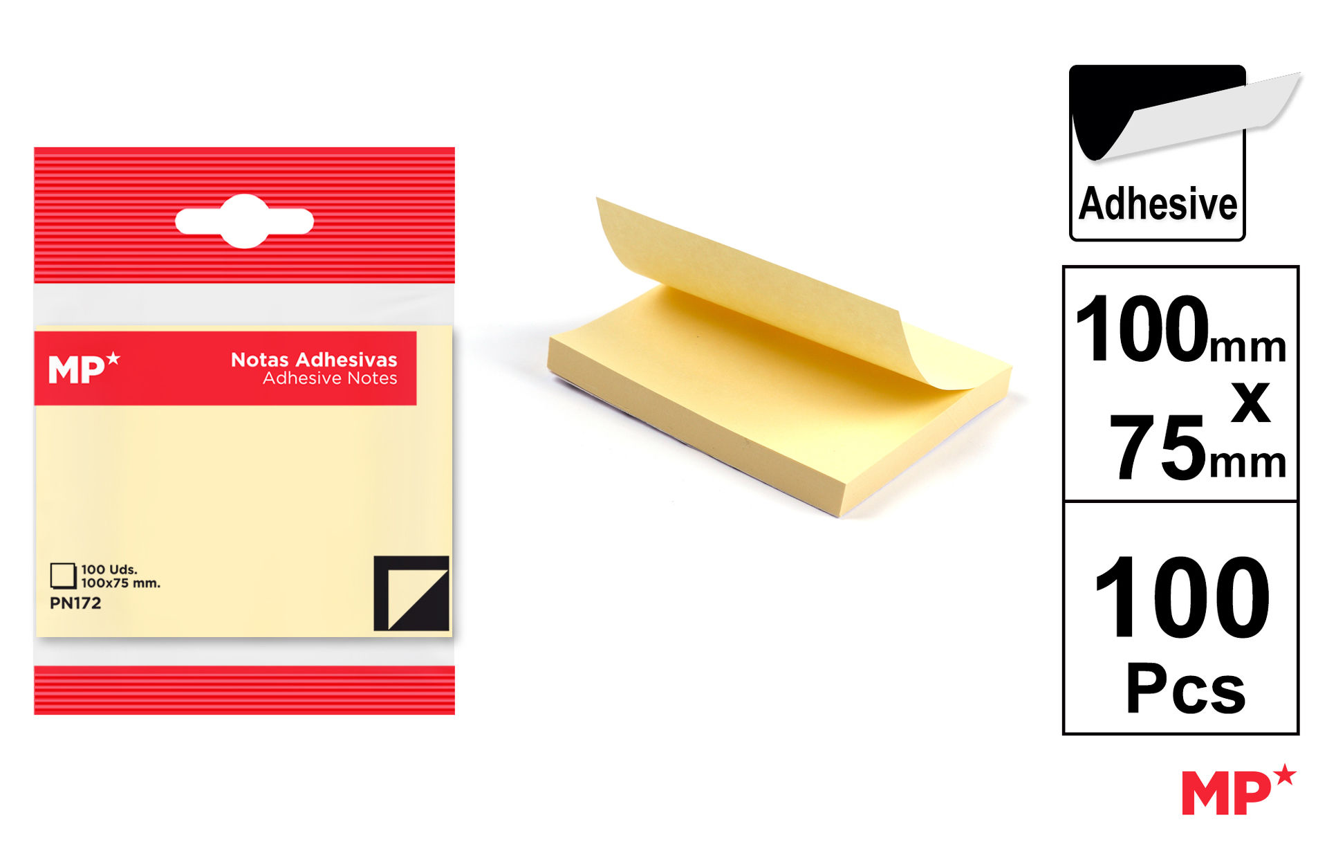 MP NOTE ADESIVE 100X75MM 75G 100F GIALLO CHIAROMp