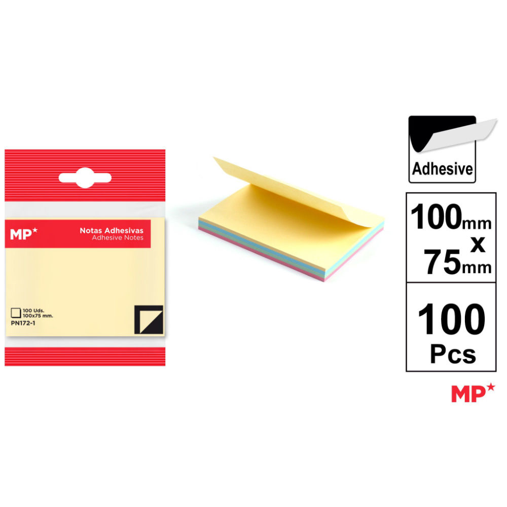 MP NOTE ADESIVE 100X75MM 75G 100F COL. ASS. PASTELMp