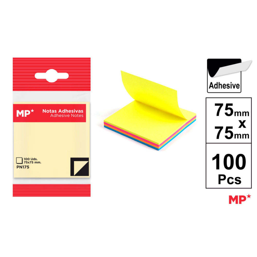 MP NOTE ADESIVE 75X75MM 75G 100F COL. ASS. FLUOMp