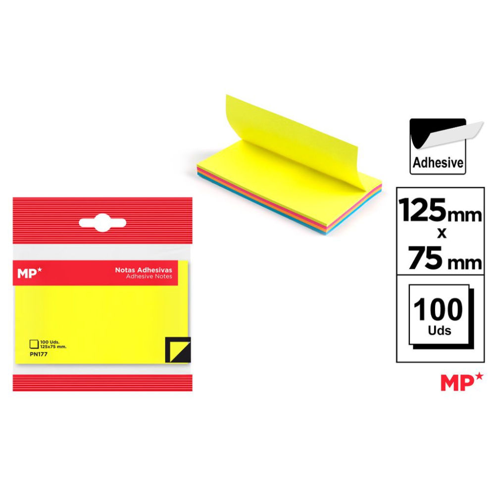 MP NOTE ADESIVE 125X75MM 75G 100F GIALLO FLUOMp