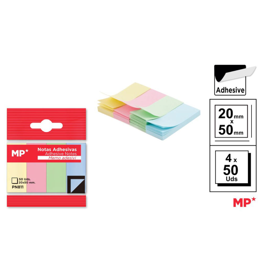 MP FOGLIETTI ADESIVI RIMOVIBILI 50*20MM 50*5F COL.Mp