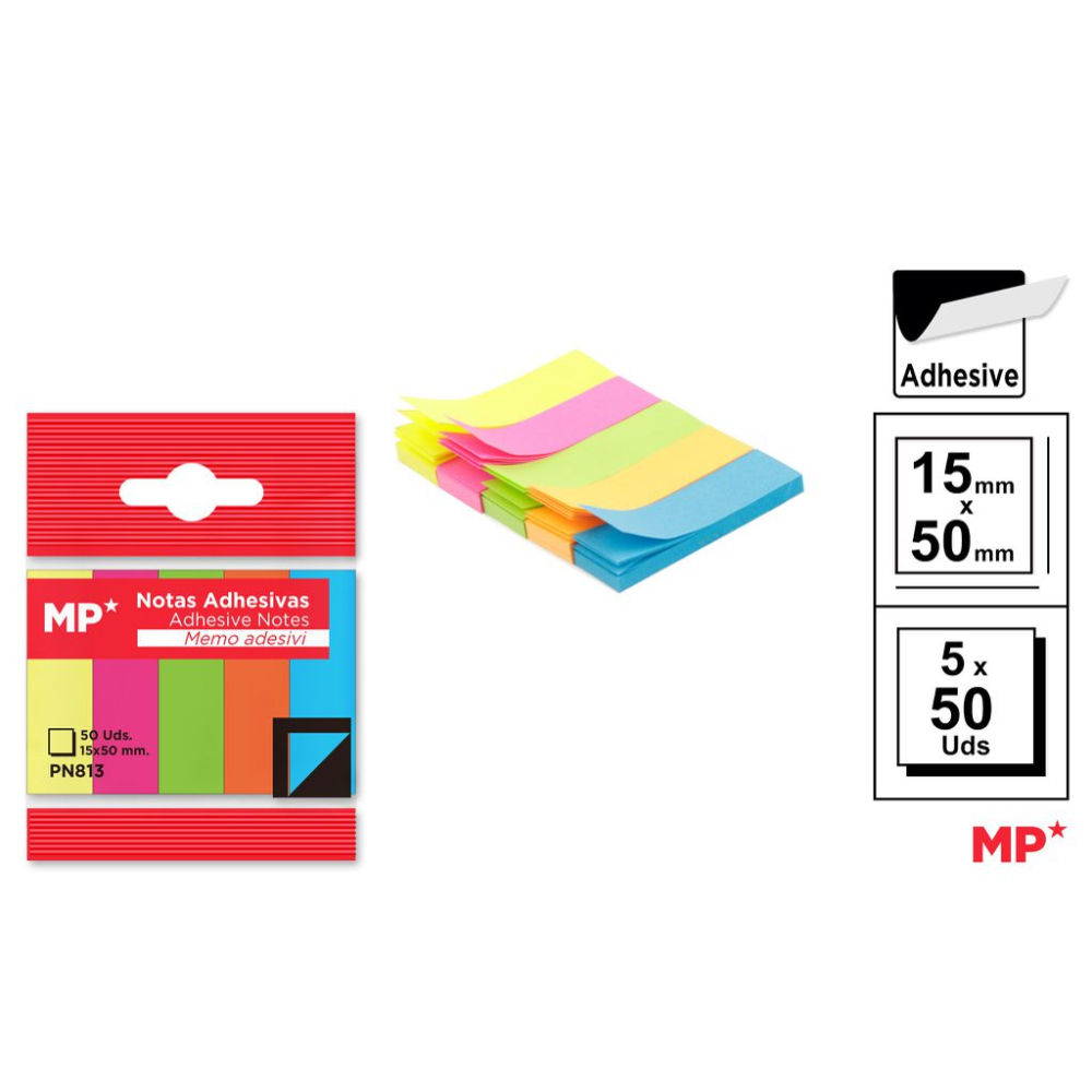 MP FOGLIETTI ADESIVI RIMOVIBILI 50*15MM 50*5F COL.Mp