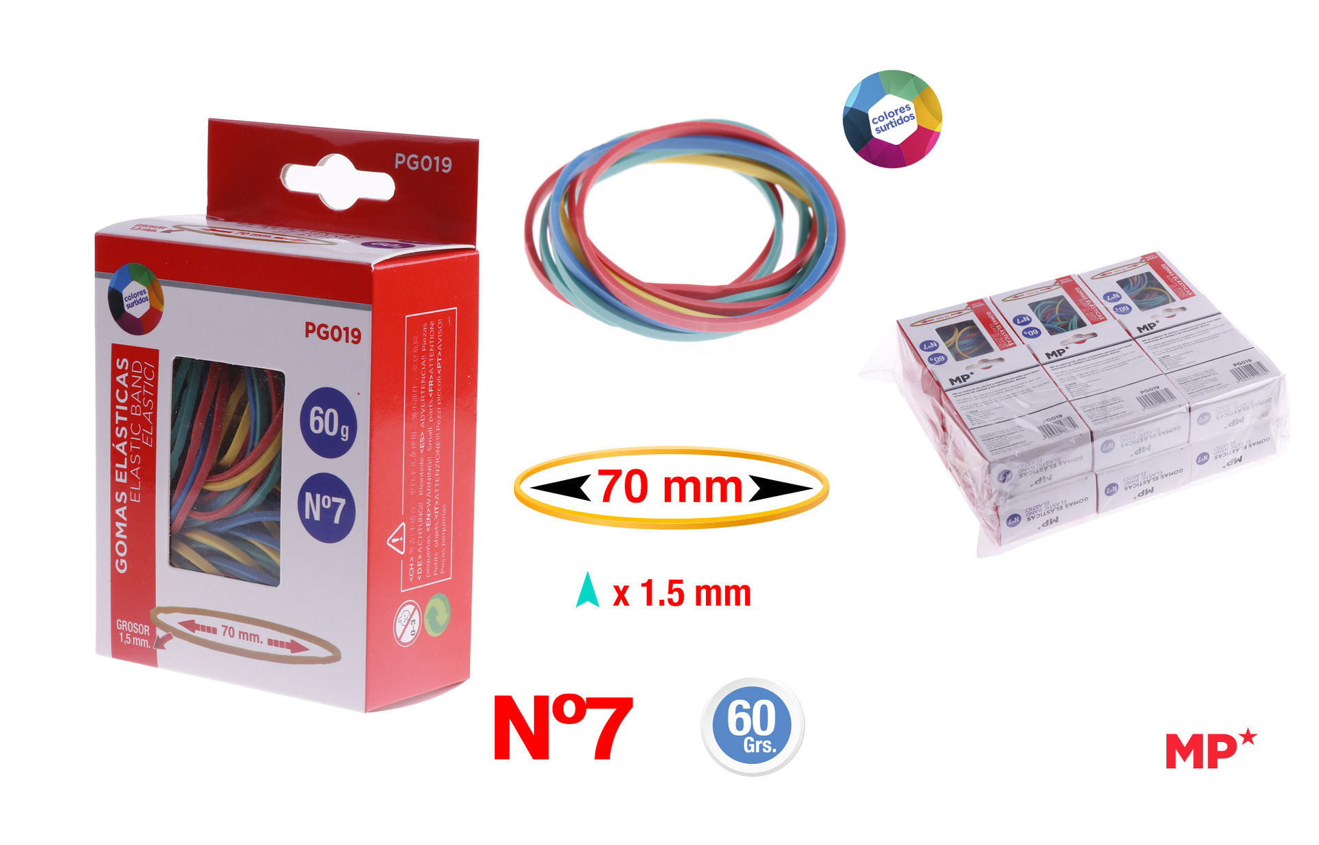 MP ELASTICI 70X2MM CONF. 60G COL. ASS.Mp
