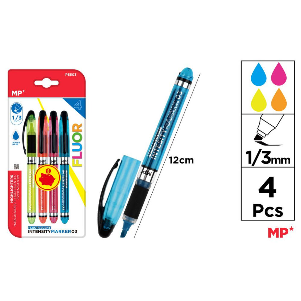 MP EVIDENZIATORE A PENNA 1-3MM 4PZ COL. ASS. FLUOMp