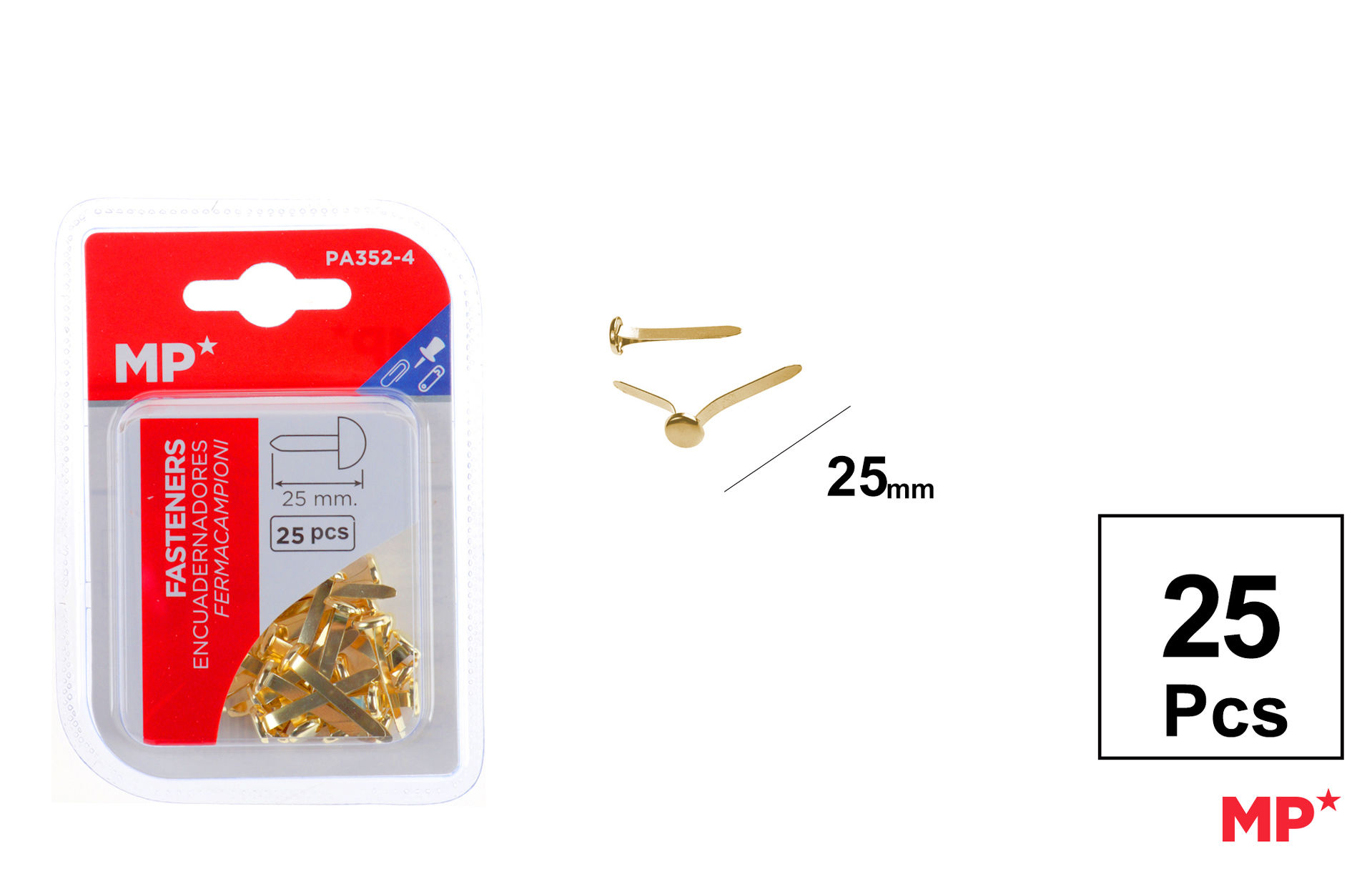 MP FERMACAMPIONI PUNTA PIATTA 25MM 25PZ OROMp