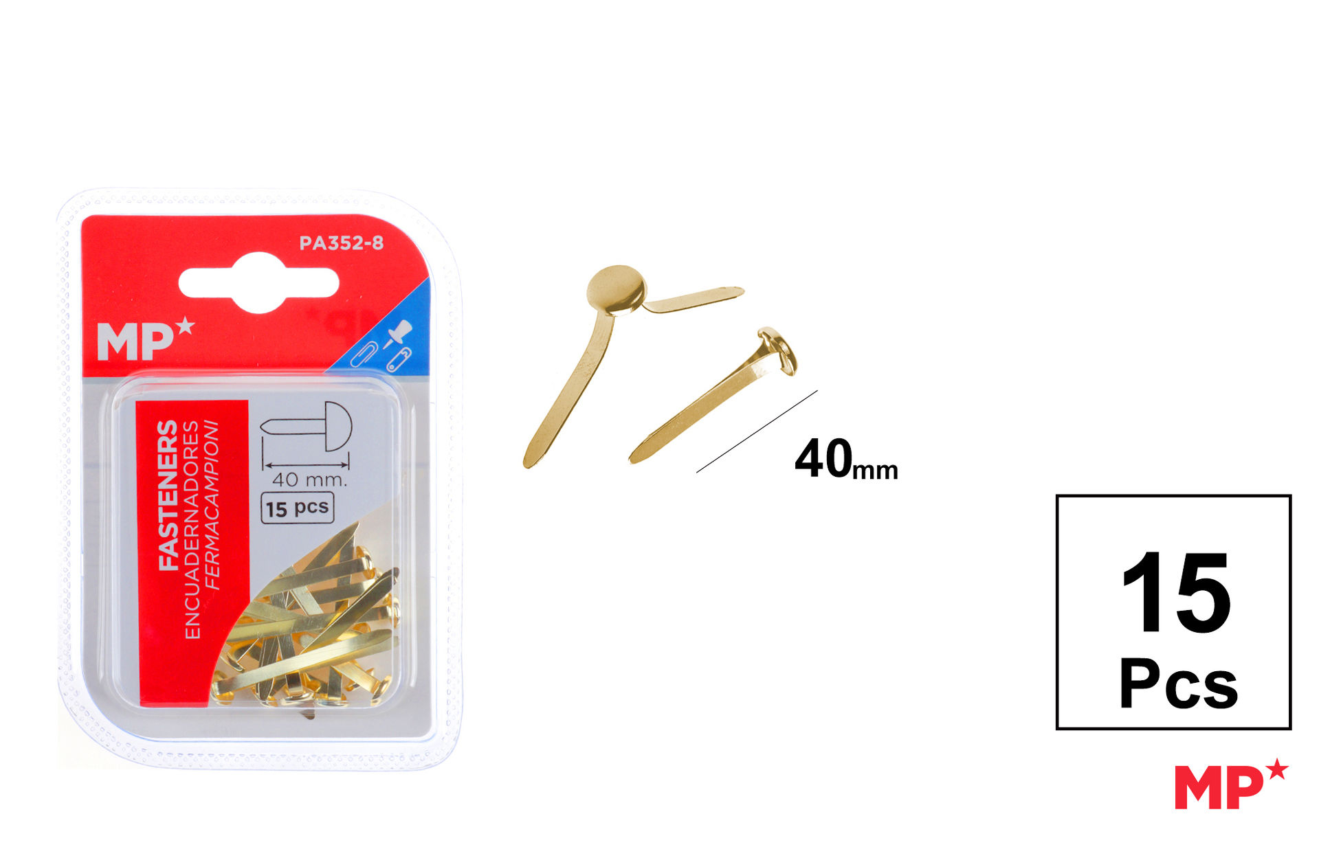 MP FERMACAMPIONI PUNTA PIATTA 40MM 15PZ OROMp