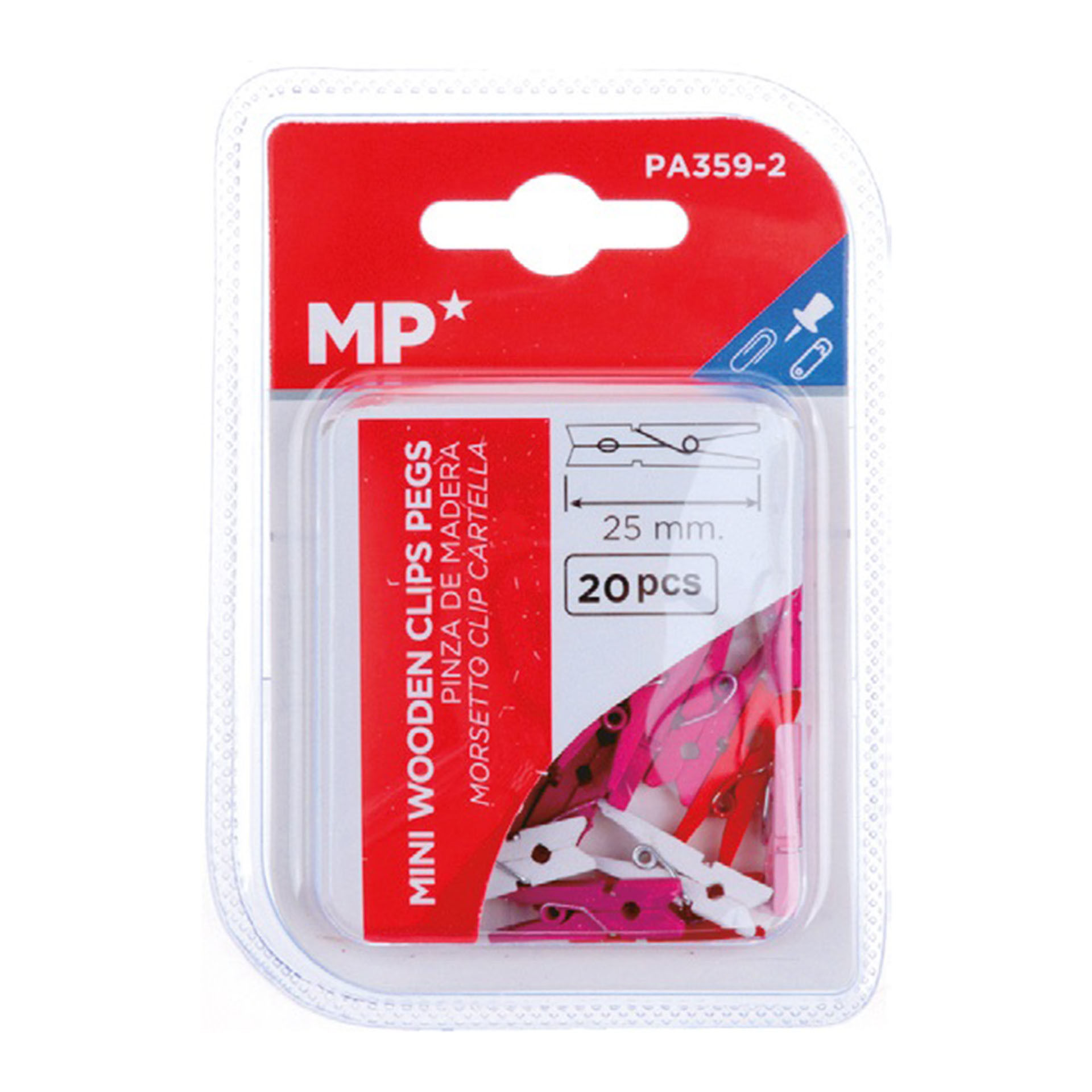 MP MOLLETTE IN LEGNO 25MM CONF. 20PZ COL. ASS.Mp