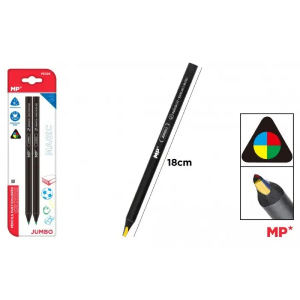MATITE CON MINE MULTICOLORI TRIANG. GROSSO 2PZMp
