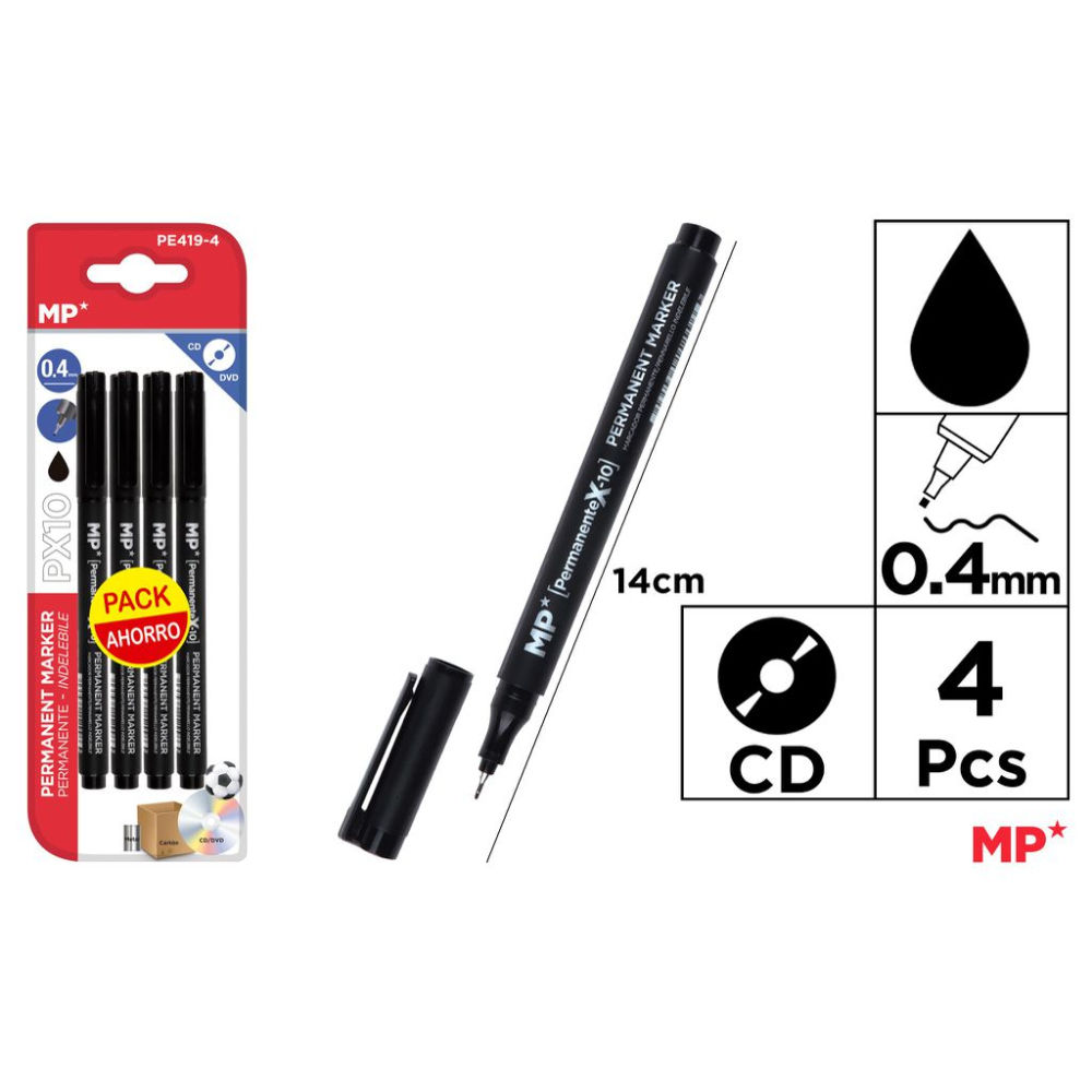 MP MARCATORE CD/DVD PUNTA FINE 0.4MM 4PZ NEROMp