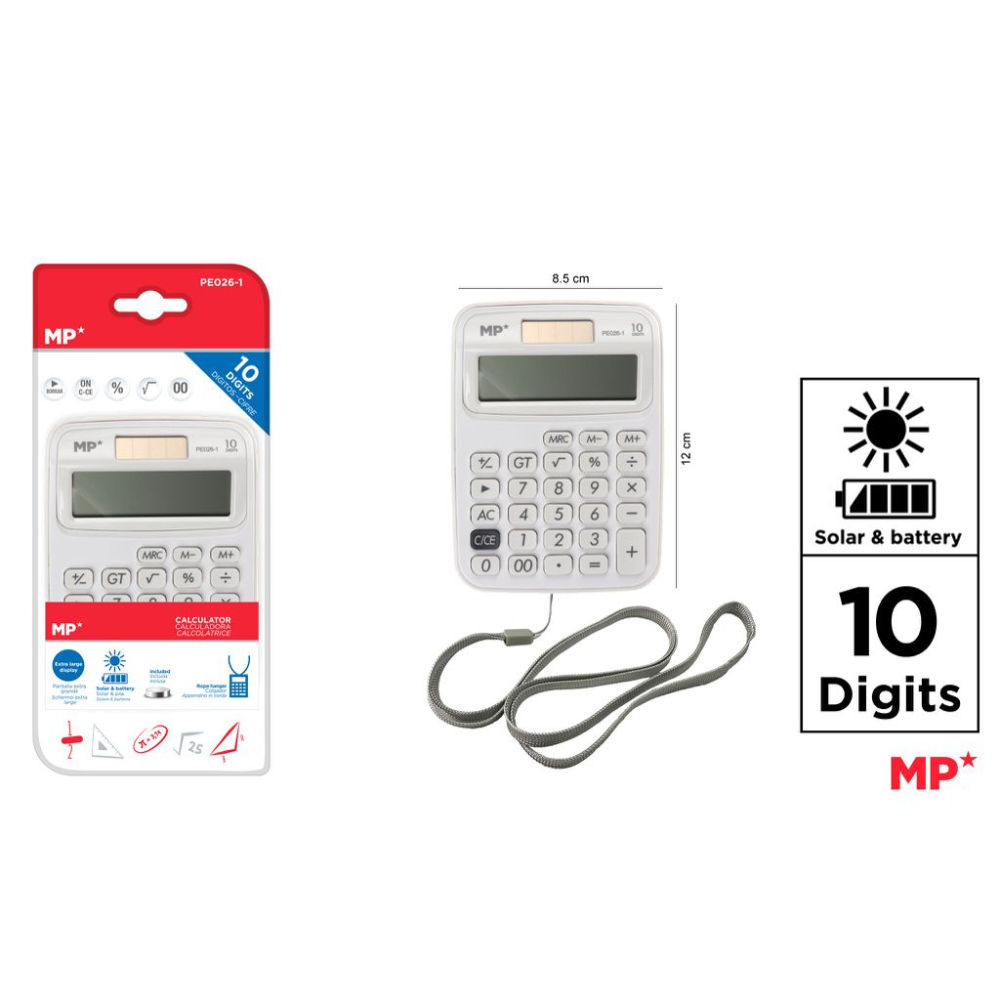 MP CALCOLATRICE DESKTOP 10 CIFRE SOLARE BIANCOMp