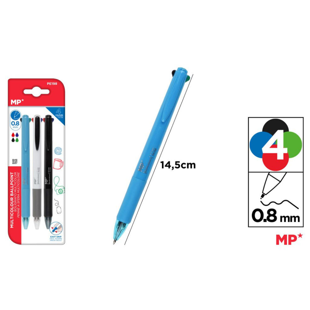 MP PENNA SFERA QUADRICOLORE N/B/R/V 0.7MMMp