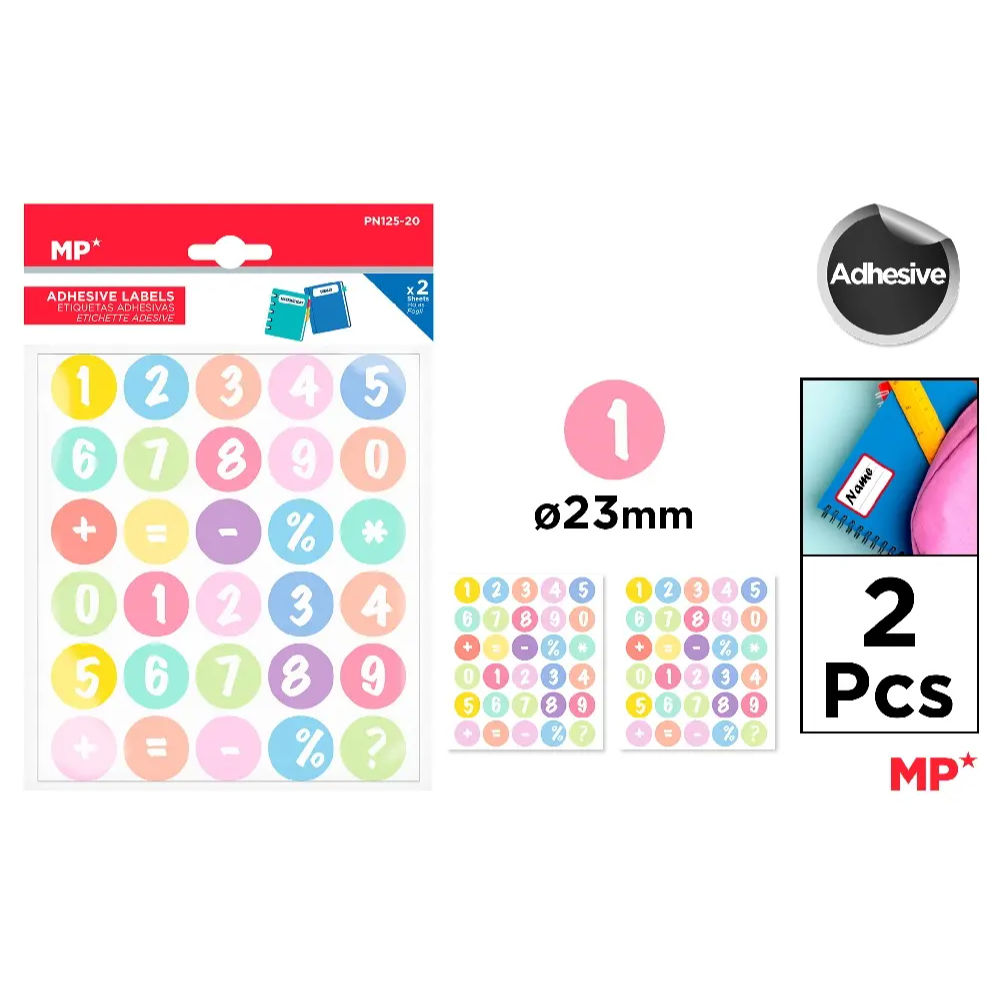 MP STICKERS ADESIVI PN125/20 - NUMERI PASTELMp