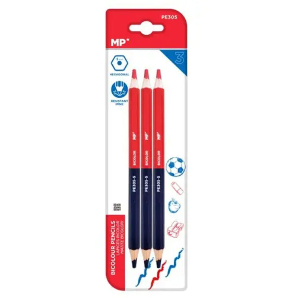 MP MATITA DOPPIA PUNTA 5.0MM BLU+ROSSO 3PZMp