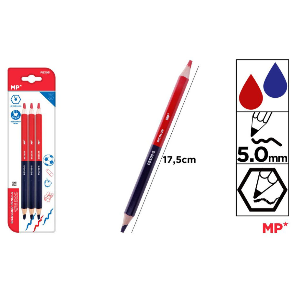 MP MATITA BLU+ROSSO 5MM 3PZMp
