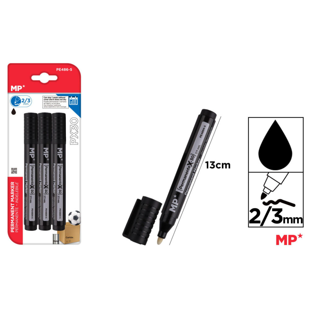 MP MARCATORE PERMANENTE PUNTA TONDA 3PZ NEROMp