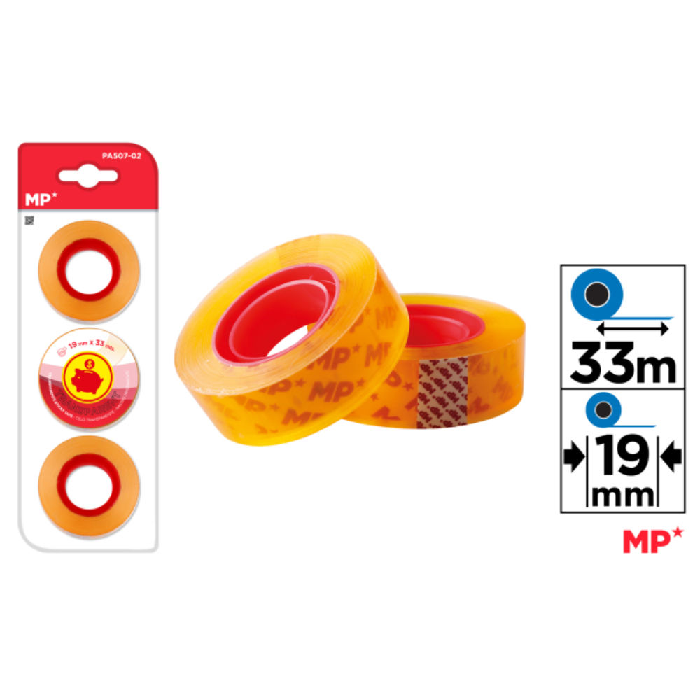 MP NASTRO ADESIVO TRASPARENTE 19MMx33M - 3PZMp