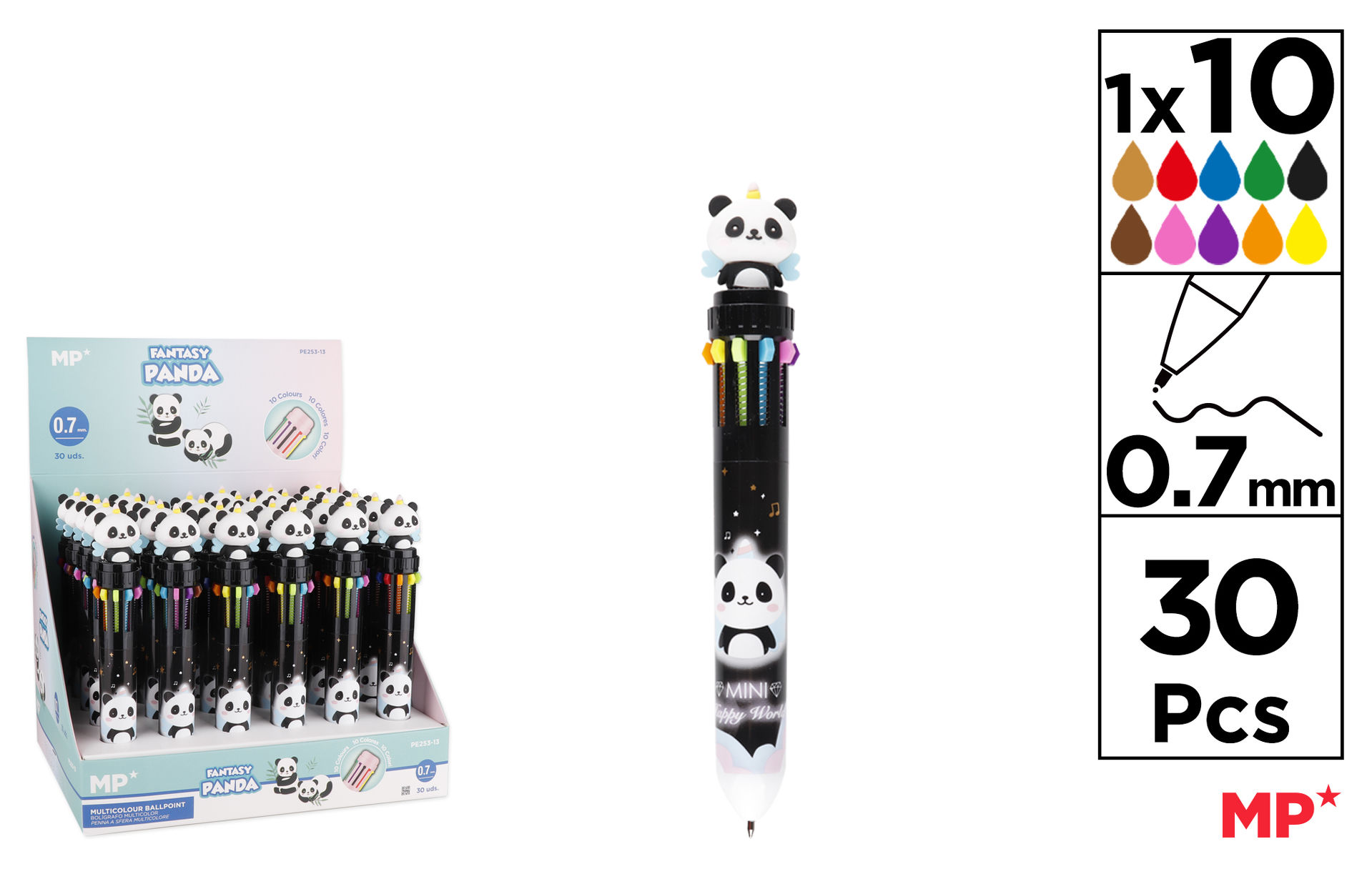 MP SET PENNE SFERA MULTICOLOR 0.7MM 30PZ PANDAMp
