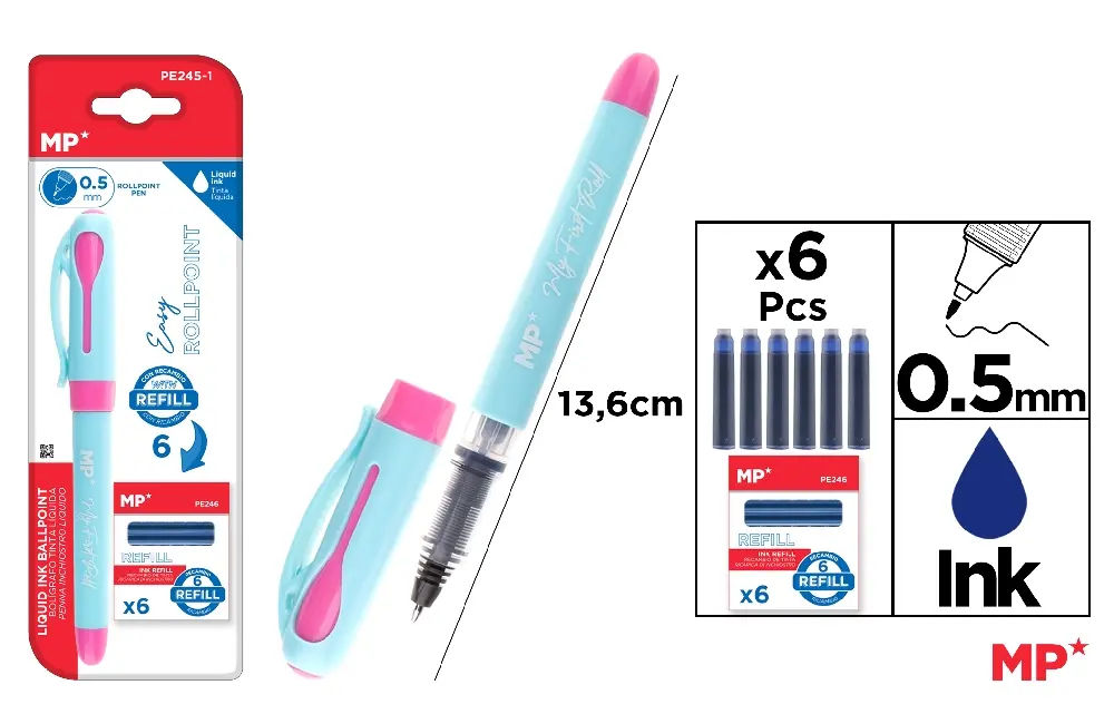 MP PENNA A INCHIOSTRO ROSA + 6 REFILL BLUMp