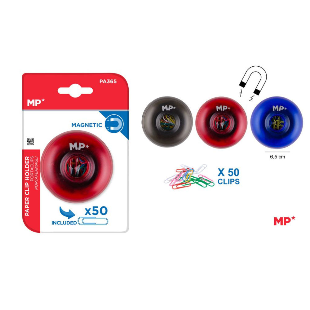 MP PORTACLIP ROTONDO MAGNETICO COL. ASS. + 50 CLIPMp