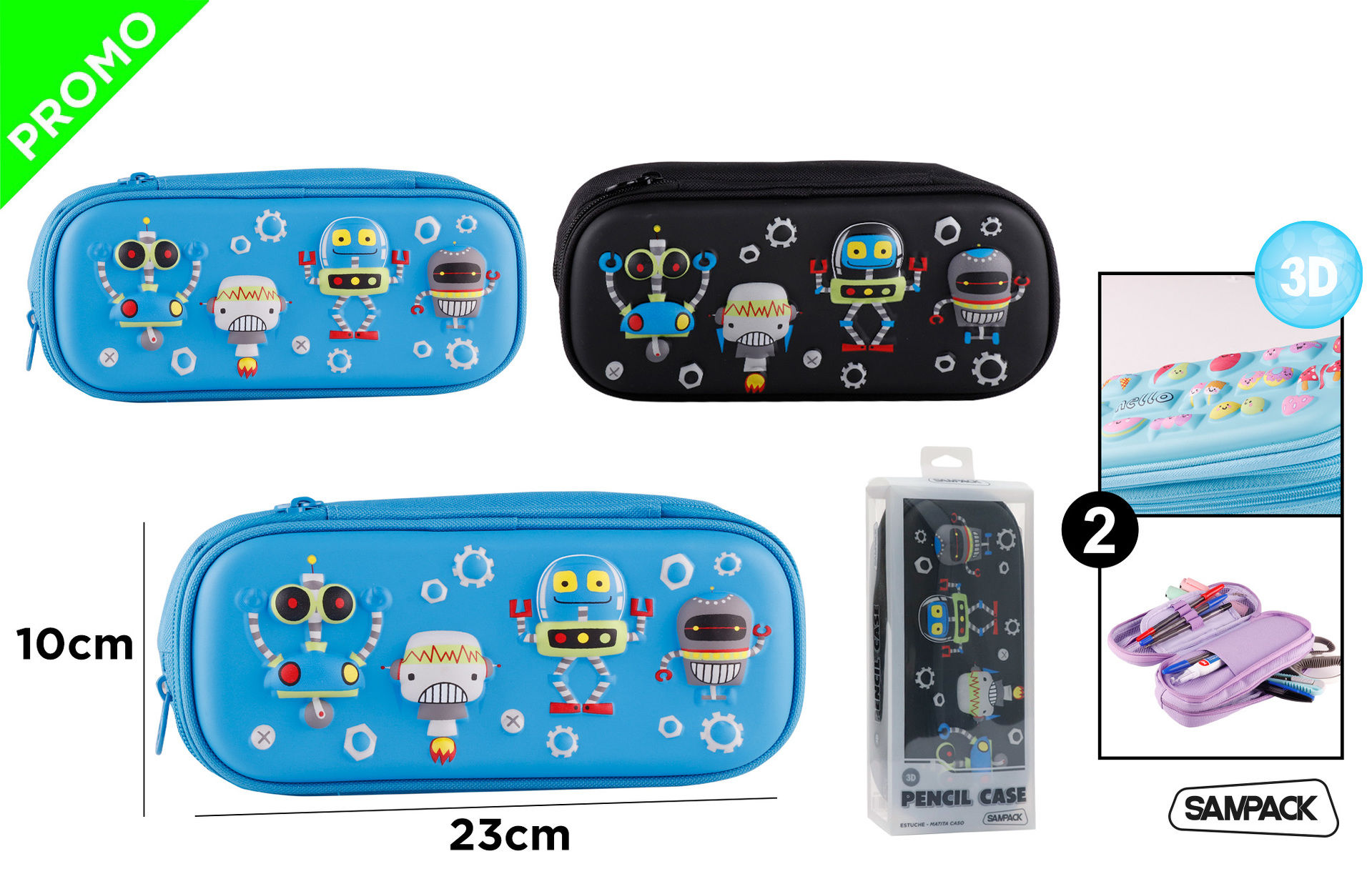 SAMPACK ASTUCCIO RILIEVO 3D 2ZIP ROBOTSampack