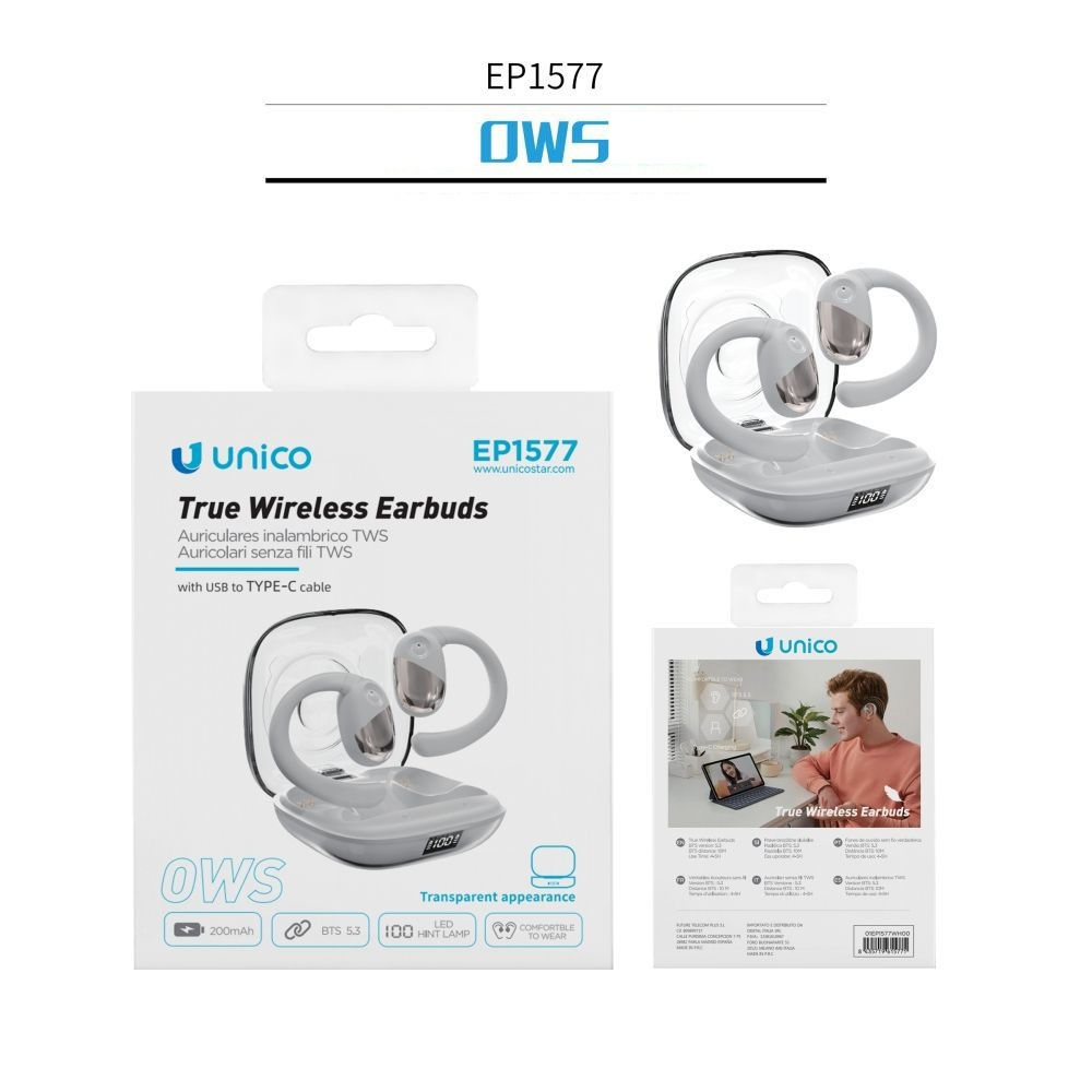 AURICOLARI BLUETOOTH OWS CON DISPLAY DIGITALEUnico