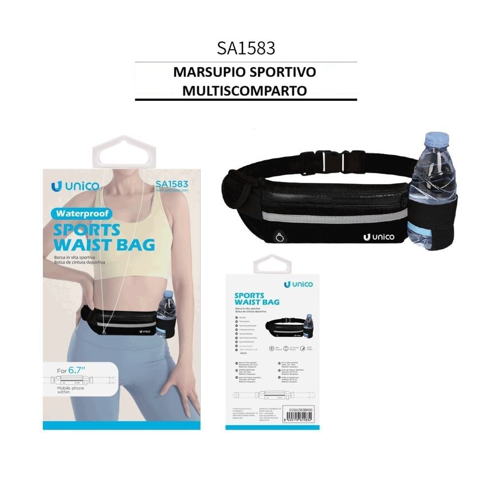 MARSUPIO SPORTIVO T-BAG SA1583 NERO PORTA BORRACCIA E ACCESSORI DA CORSAUnico