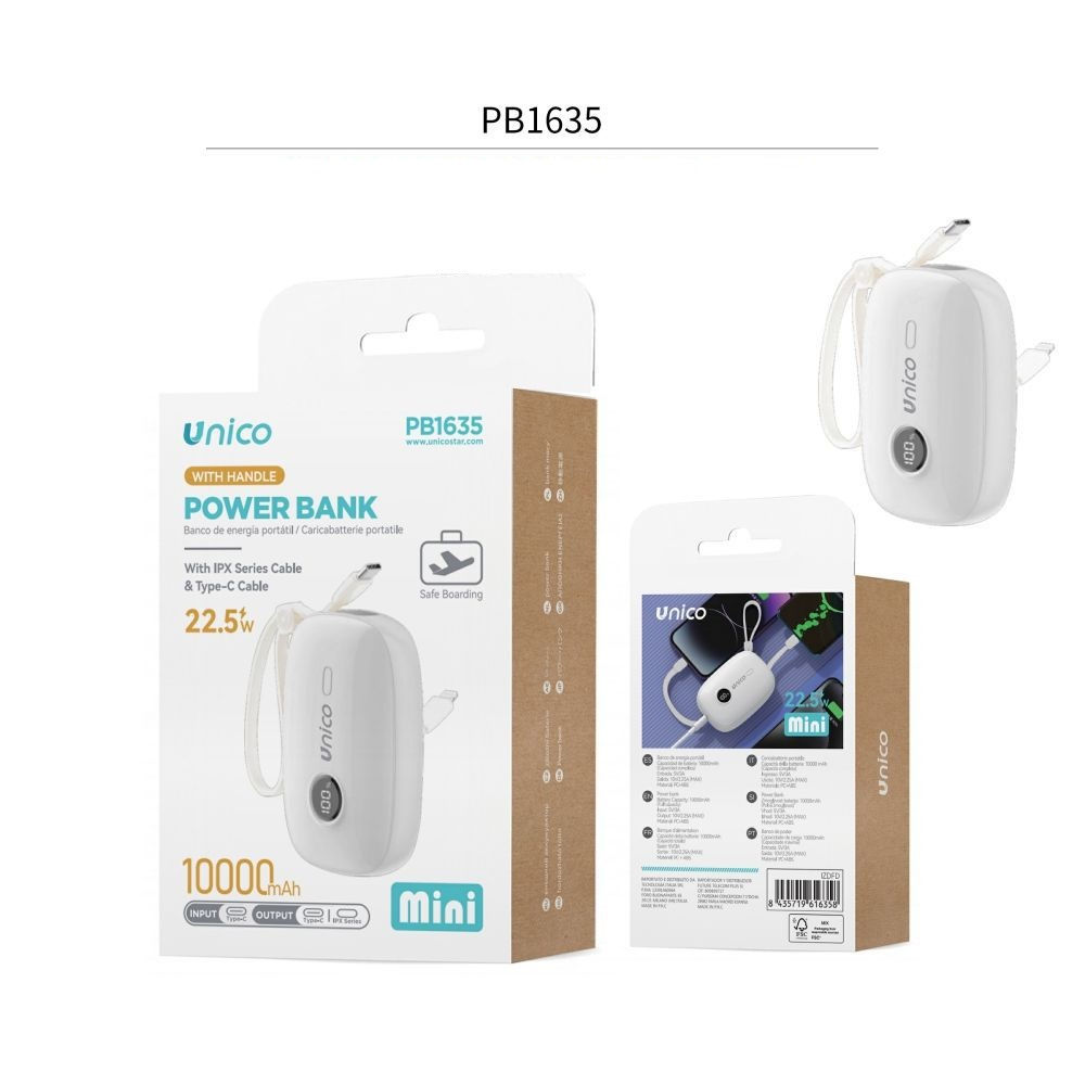 Mini Power Bank 10000mAh 22.5W PB1635 - BiancoUnico
