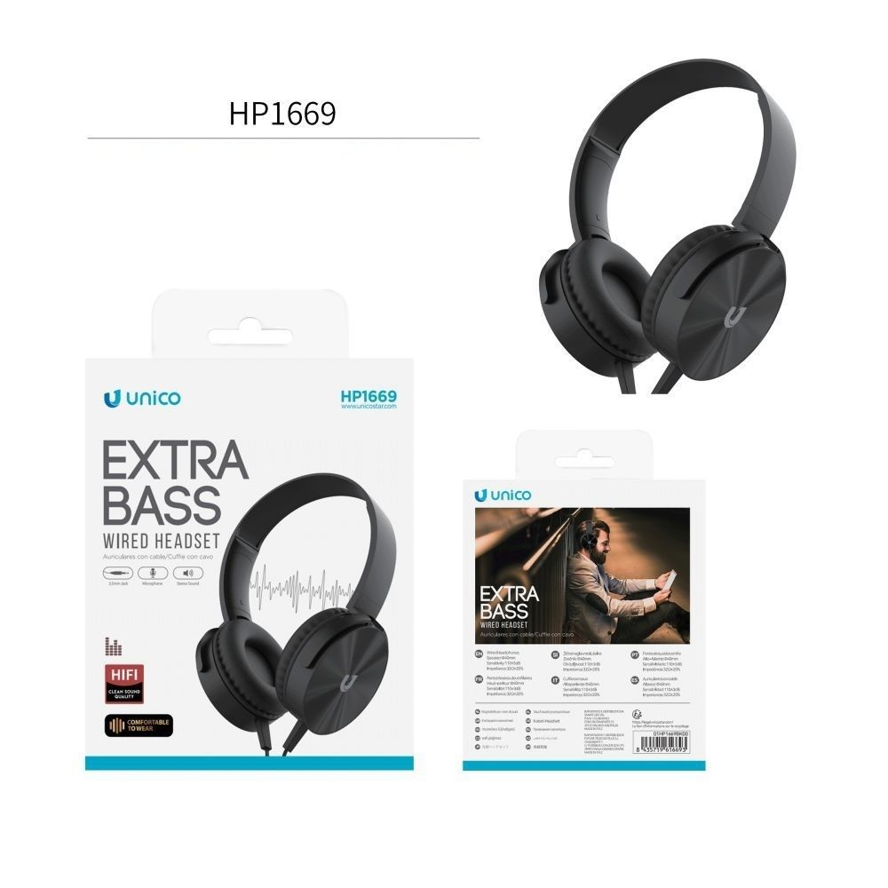 CUFFIE OVER-EAR CABLATE CON MICROFONO STILE CIRCUMAURALE PER AUDIO E CHIAMATEUnico