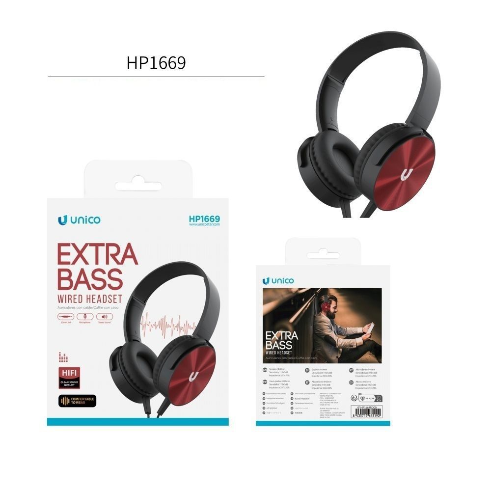 CUFFIE OVER-EAR CABLATO CON MICROFONO STILE CIRCUMAURALE PER AUDIO E CHIAMATEUnico