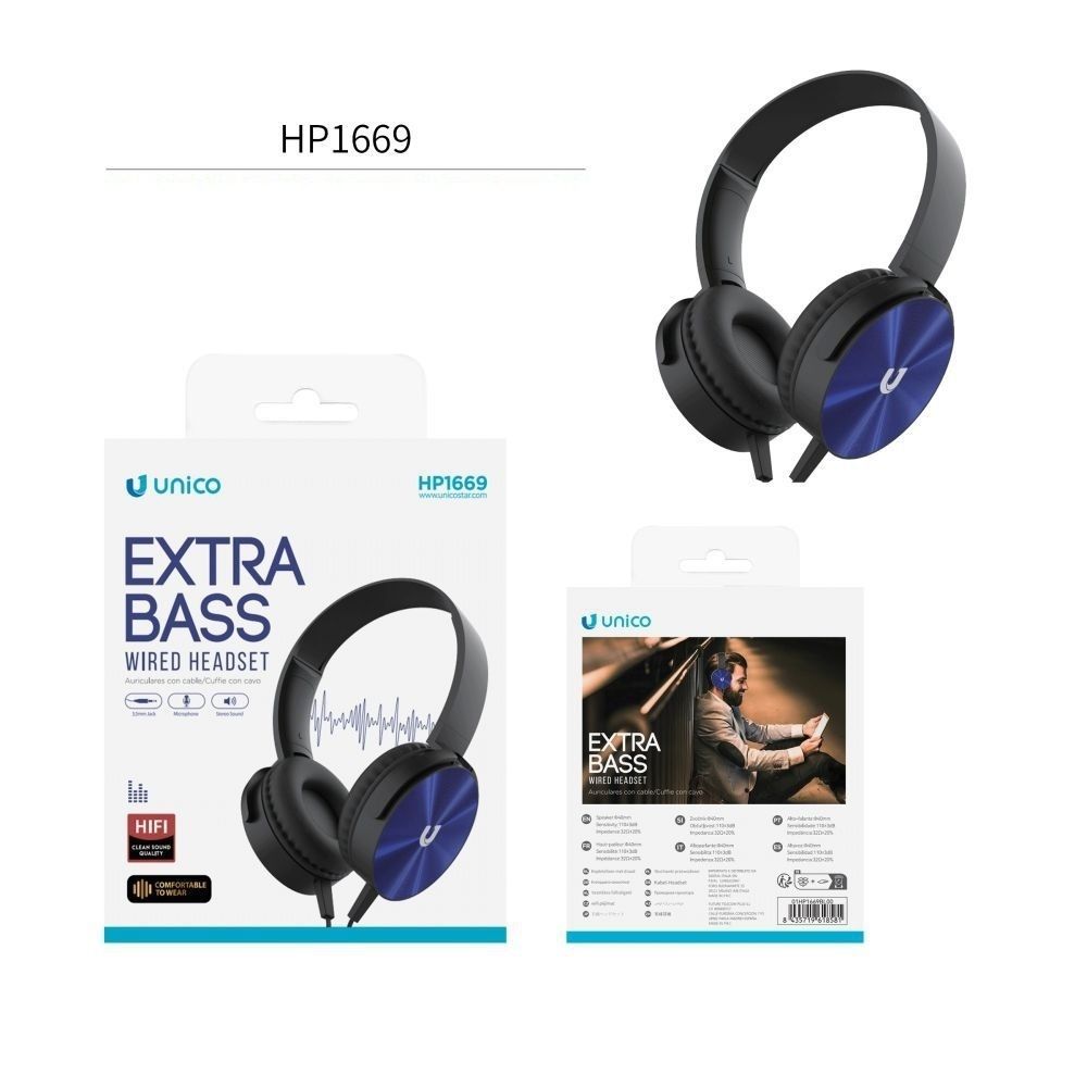 CUFFIE OVER-EAR CABLATO CON MICROFONO STILE CIRCUMAURALE PER AUDIO E CHIAMATEUnico
