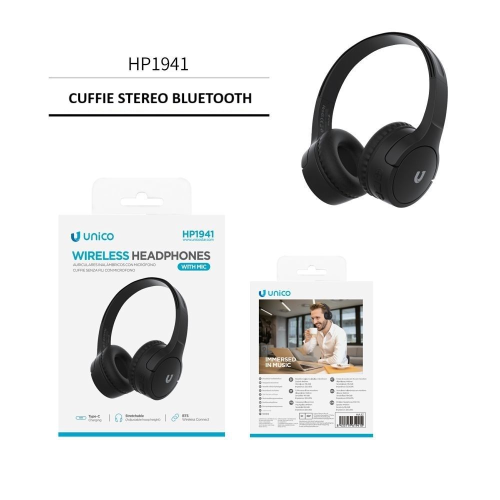 AURICOLARE BLUETOOTH OVER-EAR HP1941 NERO – COMFORT E AUDIO DI ALTA QUALITÀUnico