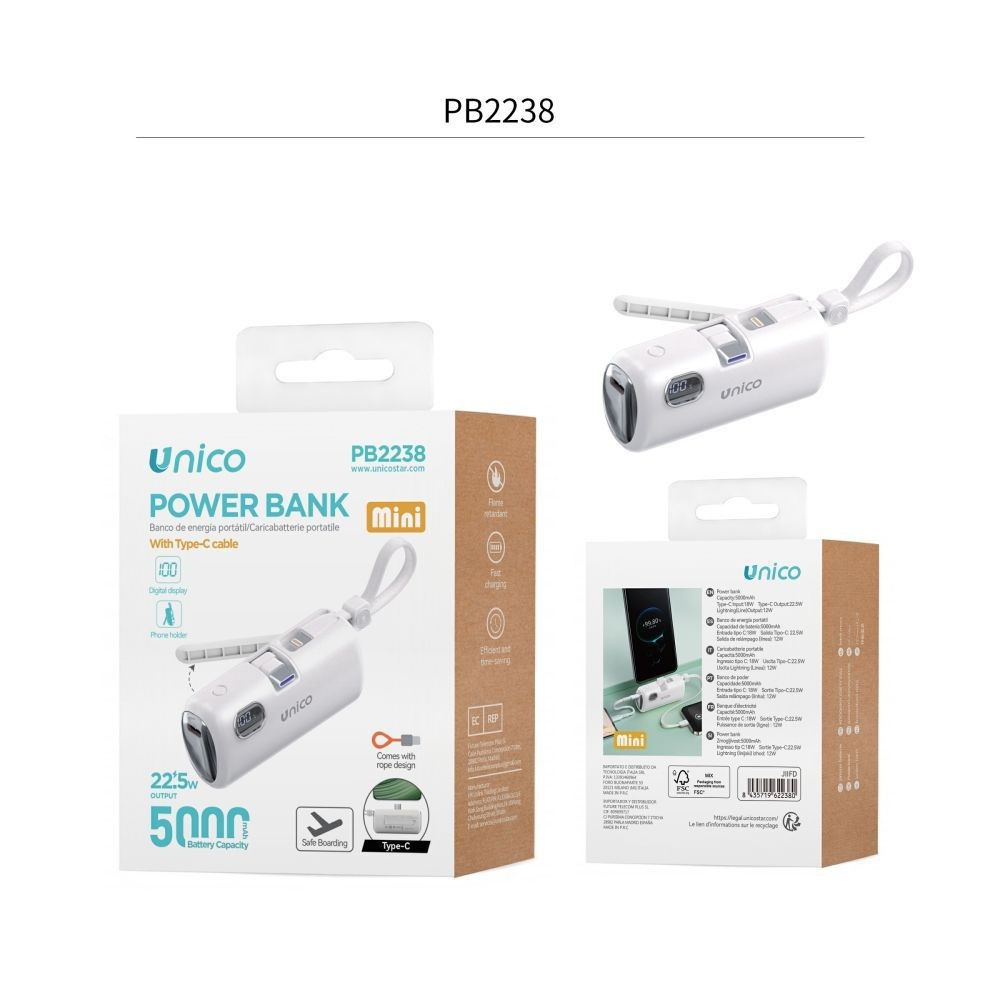 Mini Power Bank 5000mAh 22.5W PB2238 - BiancoUnico