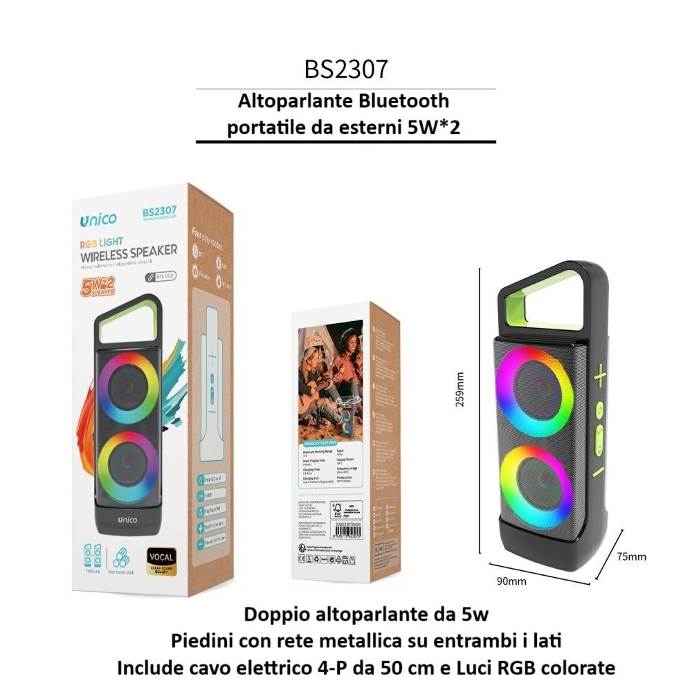 ALTOPARLANTE PER ESTERNI 10W BS2307 NERO POTENZA E RESISTENZA OUTDOORUnico