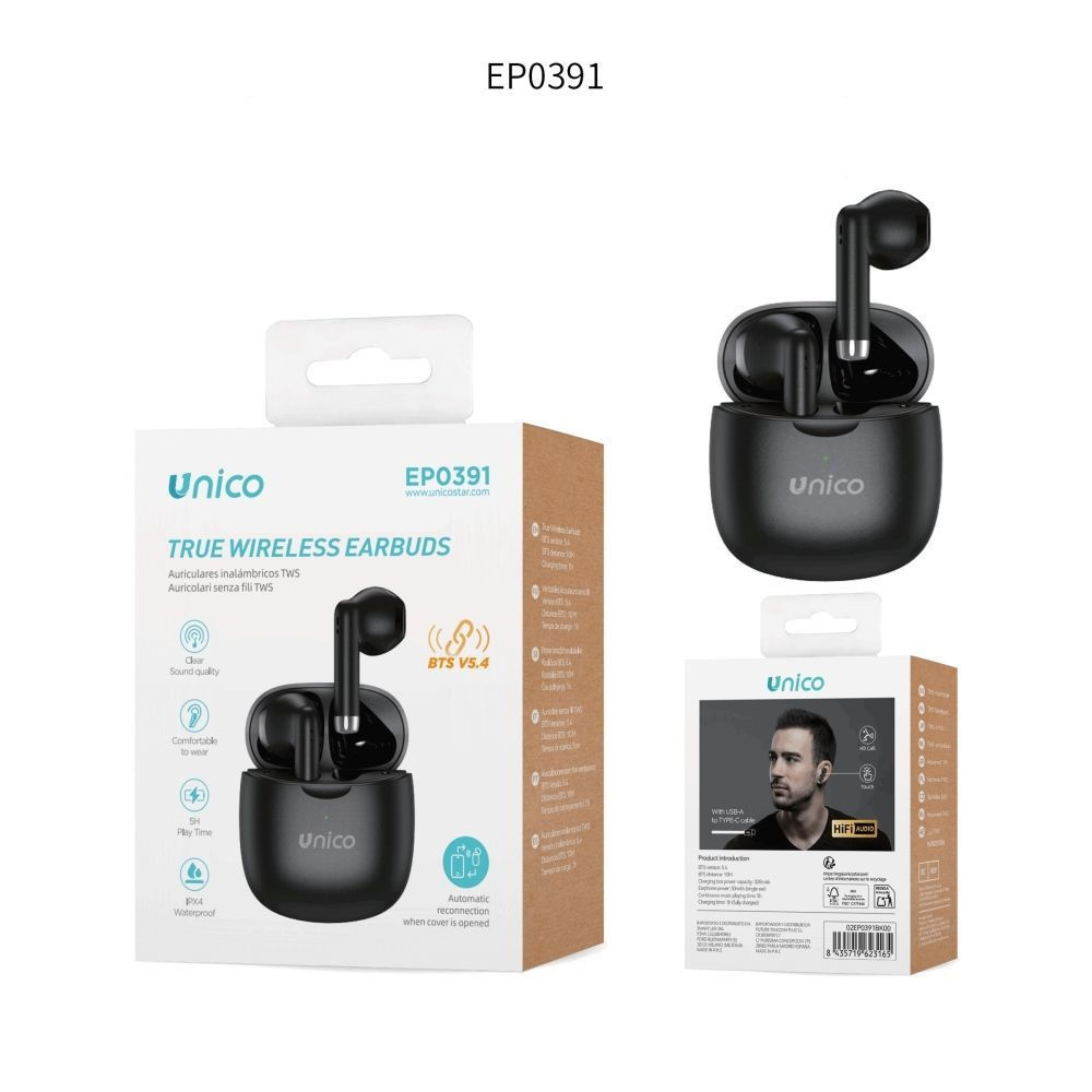 Auricolari Bluetooth - EP0391 NeroUnico