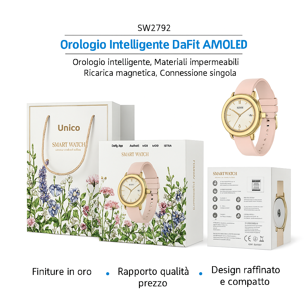 OROLOGIO INTELLIGENTE DI FASCIA ALTA DAFIT AMOLED 1,19 POLLICIUnico